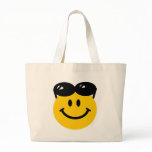 Sunglasses perched on top of head smiley face bags