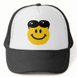 Sunglasses perched on top of head smiley face hats