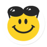Sunglasses perched on top of head smiley face stickers