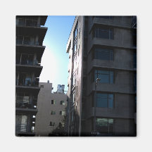 Sunlight Between Buildings Fridge Magnets