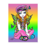 "Sunny" Cute Rainbow Butterfly Fairy Art Postcard