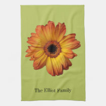 Sunny Orange gerbera flower bloom kitchen towels