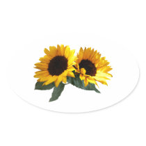 Sunny Sunflowers Oval Stickers