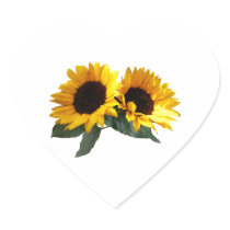 Sunny Sunflowers Heart Sticker