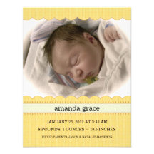 Sunny Yellow New Baby Photo Announcements