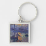 Sunrise at sea Monet sailboat painting boating art Key Chains
