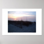 Sunrise with Seagrass and Fence Print