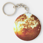 Sun's last light, in mist and trees, Australia Key Chain