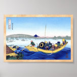 Sunset across the Ryogoku bridge from the bank Posters