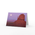 Sunset and moonrise at Mitten Butte, Monument Vall Greeting Card