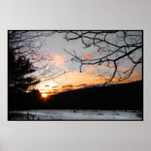 Sunset and Snowy Field Posters
