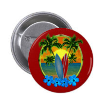 Sunset And Surfboards Pinback Buttons