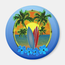Sunset And Surfboards Refrigerator Magnets