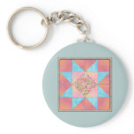 Sunset and Water Floral Quilt Key Chains