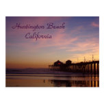 Sunset at Huntington Beach Pier, California Postcard