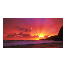 Sunset at the island personalised photo card