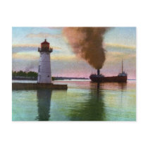 Sunset at Upper Light, Sault Ste. Marie, MI 1909 Post Cards
