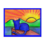Sunset Blue Cat postcards
