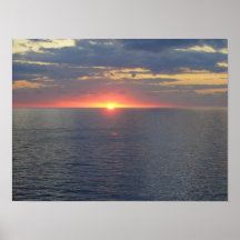 Sunset Blue Ocean Poster Print