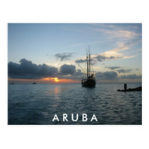 Sunset & Boat in Aruba postcards