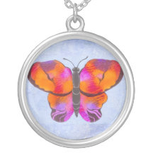 Sunset Coloured Butterfly Painting Custom Necklace