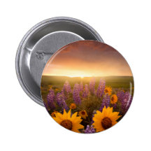 Sunset Daisies Buttons