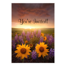Sunset Daisies Personalized Invitations
