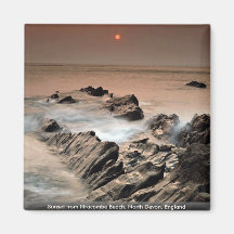 Sunset from Ilfracombe Beach, North Devon, England Fridge Magnets