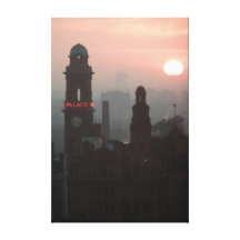 Sunset in Manchester Stretched Canvas Print