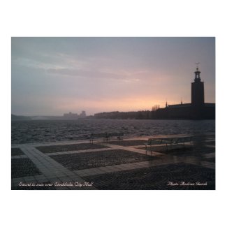 Sunset in rain over Stockholm City Hall 1, Suns... Poster