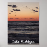 sunset , Lake Michigan posters