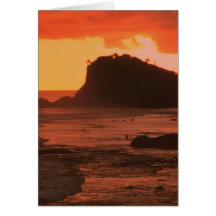 Sunset on a rocky coast card