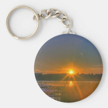 Sunset on Birch Lake Keychains