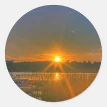 Sunset on Birch Lake Round Sticker