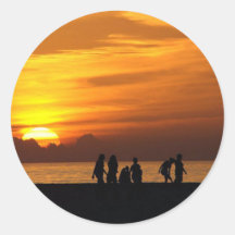 Sunset On The Beach Round Sticker