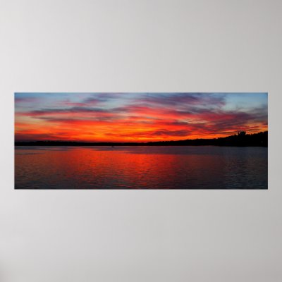 Sunset on West Lake Panorama Print by hekitchen
