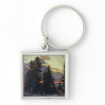 Sunset over a Winter Landscape, c.1902 Keychain