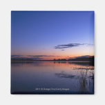 Sunset Over Lake Wabamun With Grass Magnets
