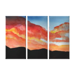 Sunset Over the Mountains Stretched Canvas Print
