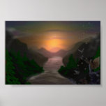 Sunset over the river print