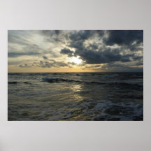 Sunset over the sea poster