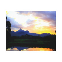 Sunset over Wollumbin Stretched Canvas Print