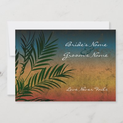 Sunset Palm Tree Branch Wedding Invitations 5x7 by CustomInvites