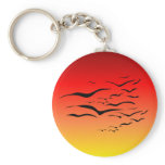 Sunset Sea Gulls Keychain