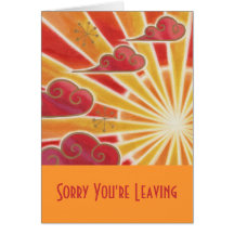 Sunset 'Sorry You're Leaving' card orange