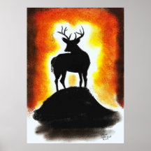 sunset stag print