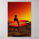 Sunset Surfer Surfing Poster posters