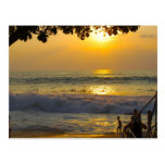 Sunset Surfers in Hawaii Postcard
