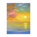 Sunset View Seascape Landscape Painting - Multi postcards