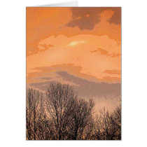 Sunset with Bare Trees Greeting Card